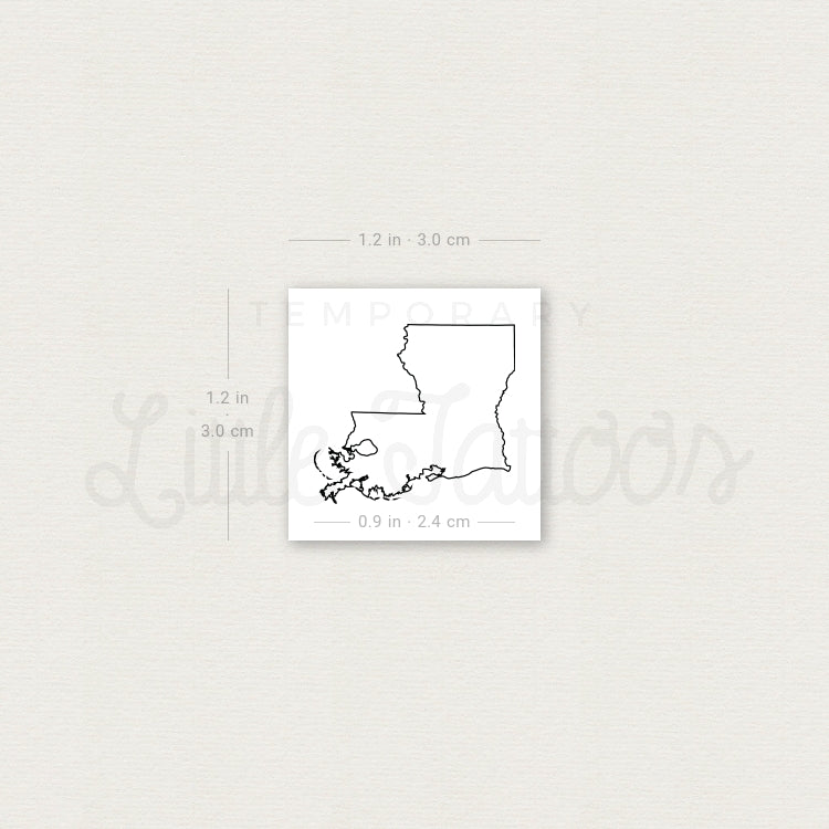 Tatuaje temporal del contorno del mapa de Luisiana (juego de 3)