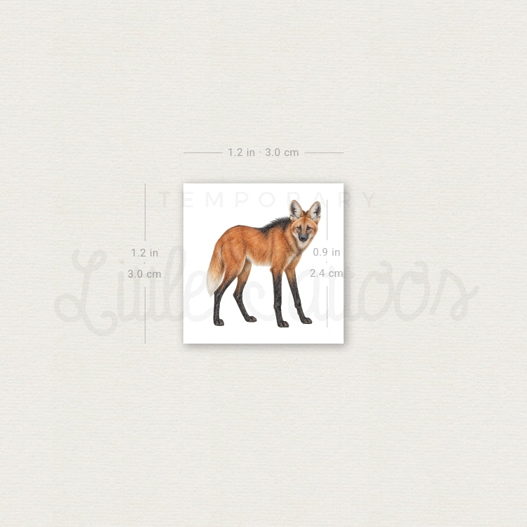 Maned Wolf Temporary Tattoo - Set of 3