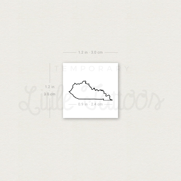 Kentucky Map Outline Temporary Tattoo - Set of 3