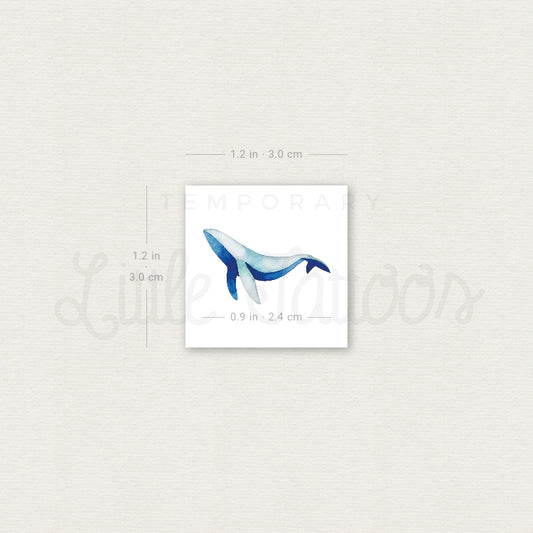 Small Watercolor Whale By Zihee Temporary Tattoo - Set of 3