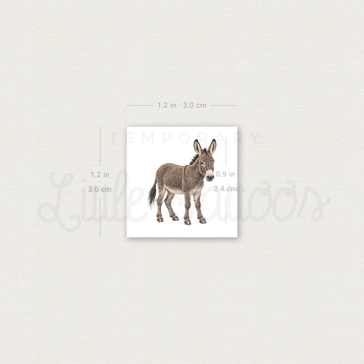 Watercolor Donkey Temporary Tattoo - Set of 3