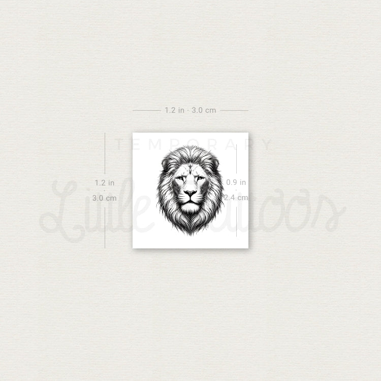 Small Black And Grey Lion Portrait Temporary Tattoo - Set of 3