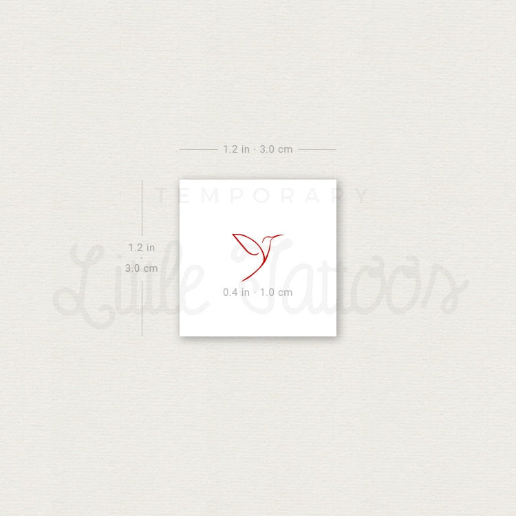 Tiny Red Hummingbird Temporary Tattoo - Set of 3