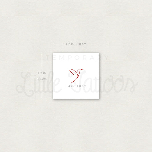 Tiny Red Hummingbird Temporary Tattoo - Set of 3