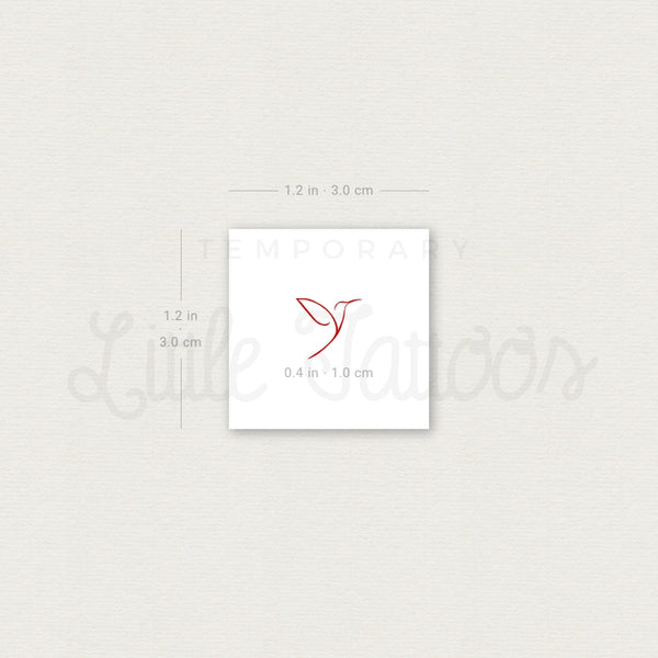 Tiny Red Hummingbird Temporary Tattoo - Set of 3