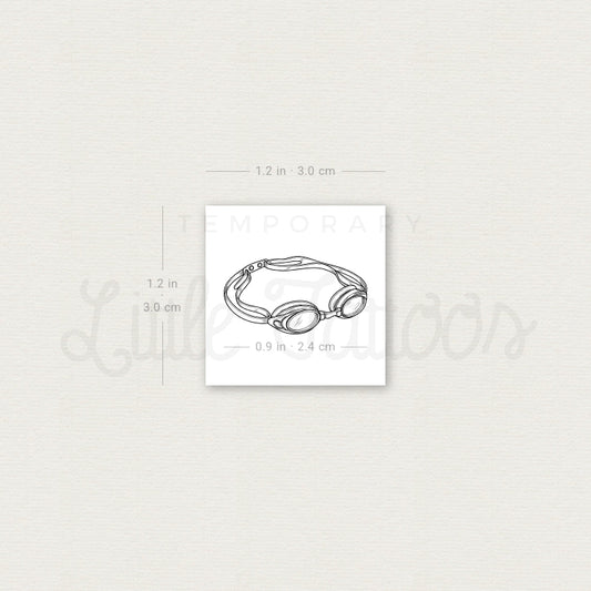 Fine Line Swimming Goggles Temporary Tattoo - Set of 3