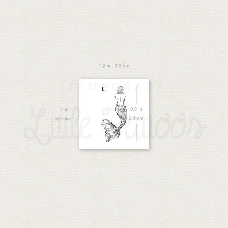 Mermaid And Moon Temporary Tattoo - Set of 3