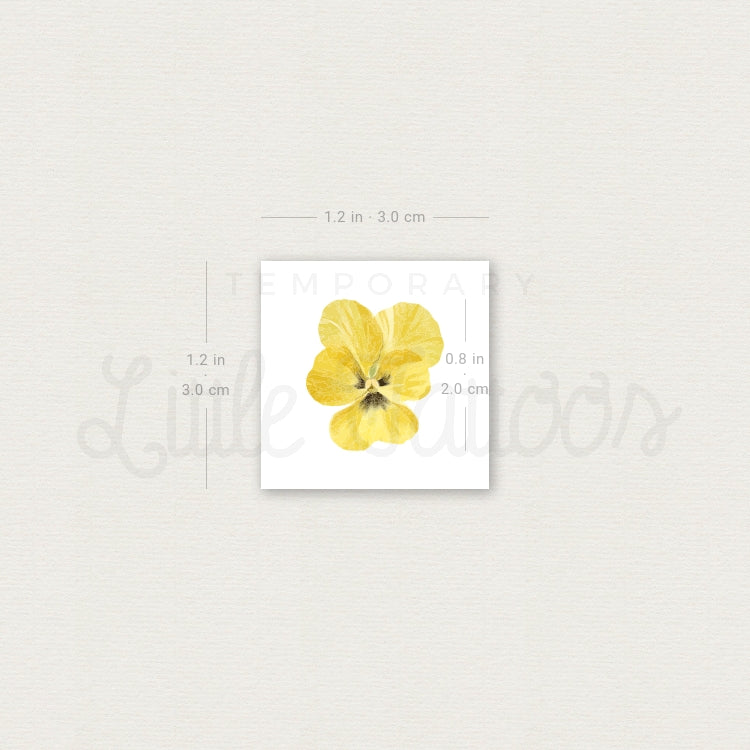 Yellow Pansy Temporary Tattoo - Set of 3