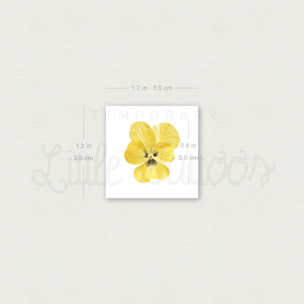 Yellow Pansy Temporary Tattoo - Set of 3