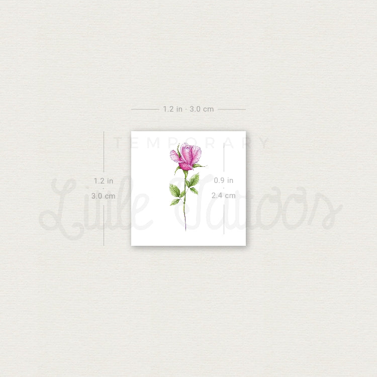 Small Pink Rose By Mini Lau Temporary Tattoo - Set of 3