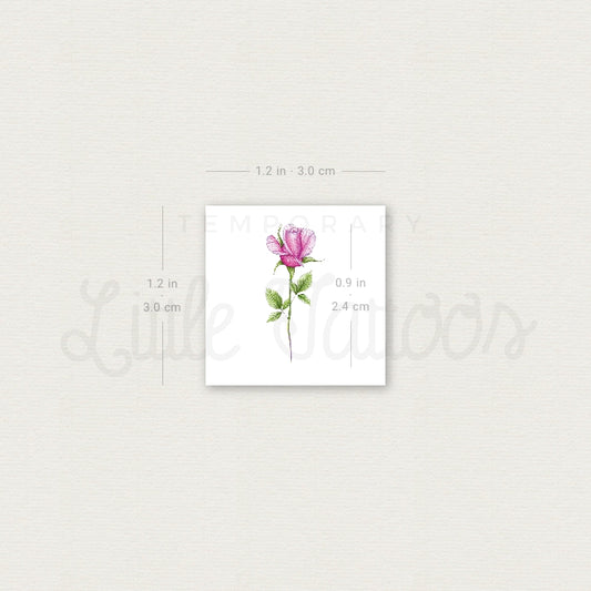 Small Pink Rose By Mini Lau Temporary Tattoo - Set of 3