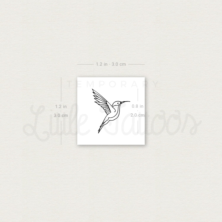 Small Fine Line Hummingbird Temporary Tattoo - Set of 3