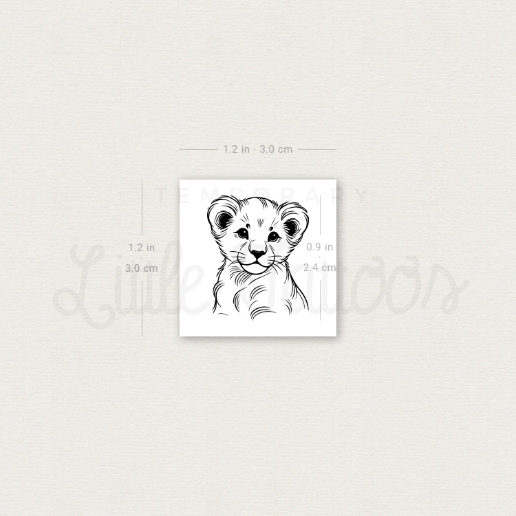 Lion Cub Temporary Tattoo - Set of 3