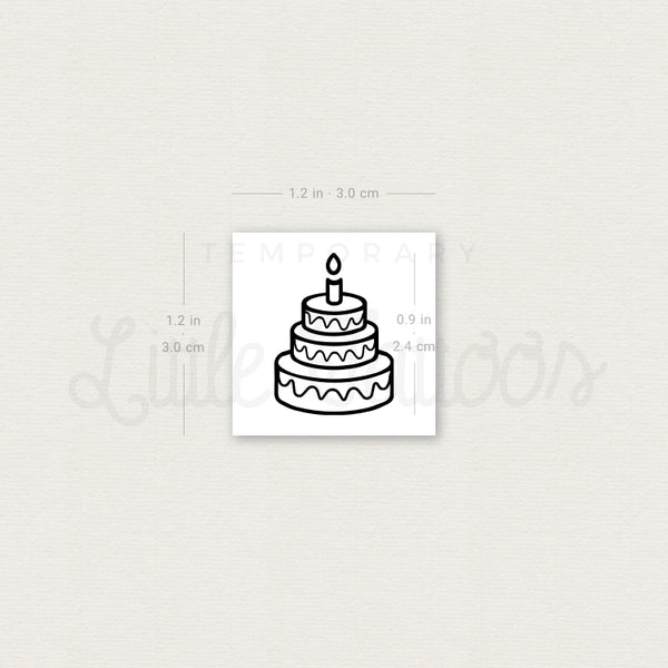 Birthday Cake Temporary Tattoo - Set of 3