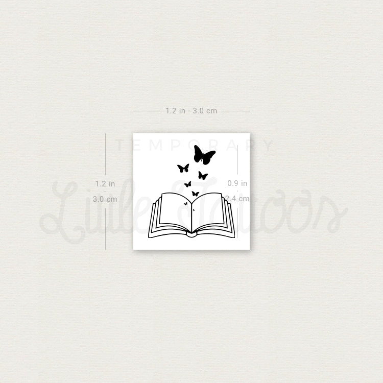 Small Butterfly Book Temporary Tattoo - Set of 3