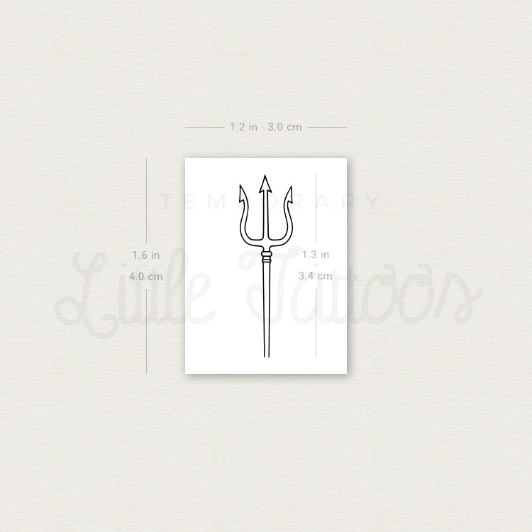 Fine Line Trident Of Poseidon Temporary Tattoo - Set of 3