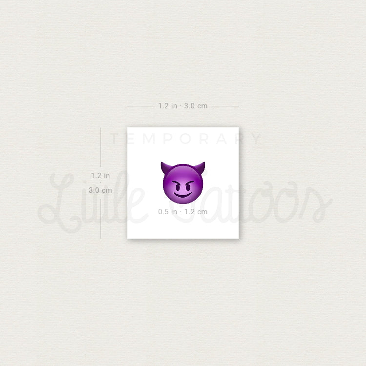 Smiling Face With Horns Temporary Tattoo - Set of 3