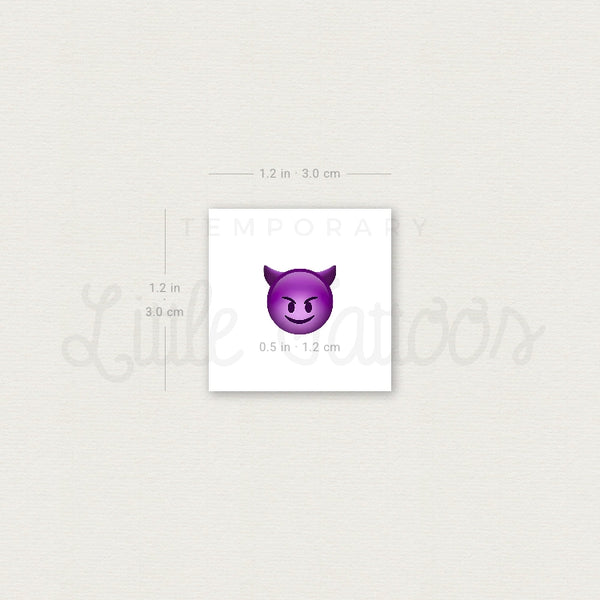 Smiling Face With Horns Temporary Tattoo - Set of 3