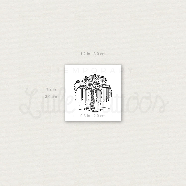Minimalist Weeping Willow Temporary Tattoo - Set of 3