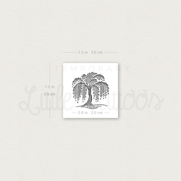 Minimalist Weeping Willow Temporary Tattoo - Set of 3