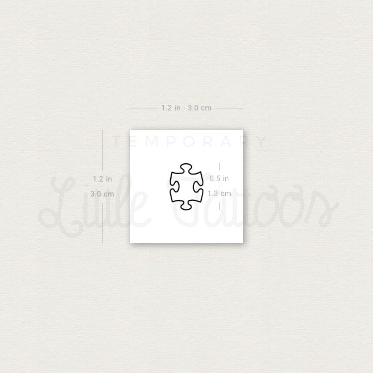 Tiny Fine Line Puzzle Piece Temporary Tattoo - Set of 3