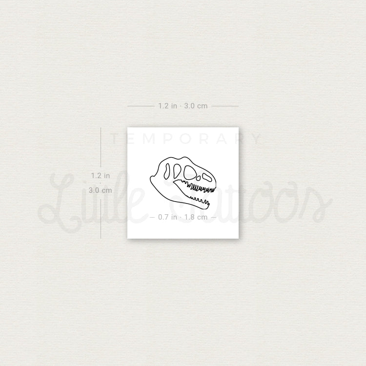 T-Rex Skull Temporary Tattoo - Set of 3