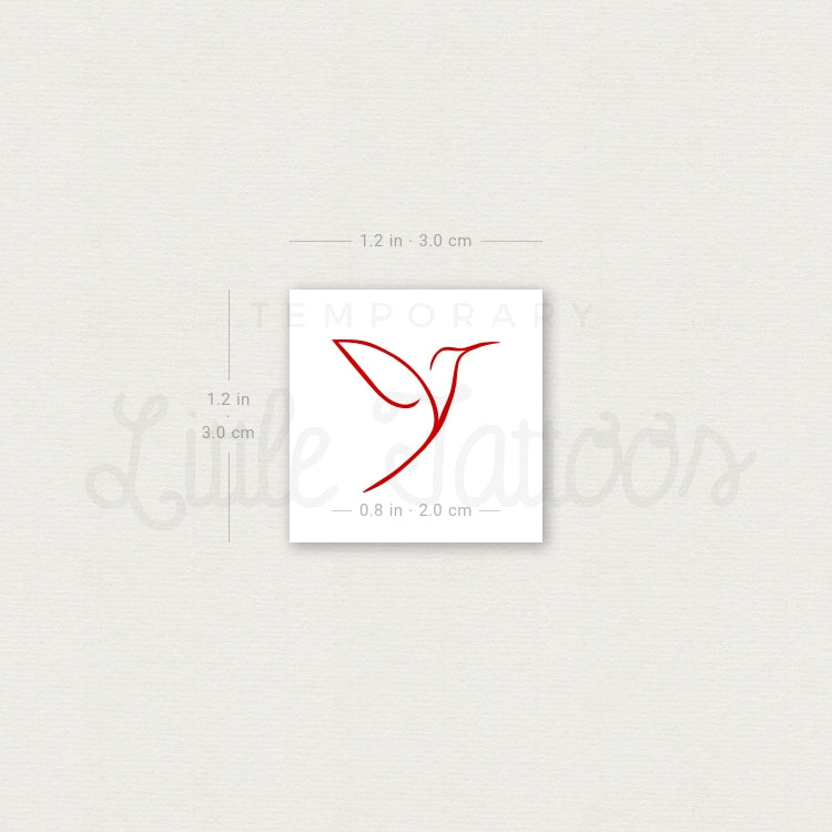 Red Hummingbird Temporary Tattoo - Set of 3