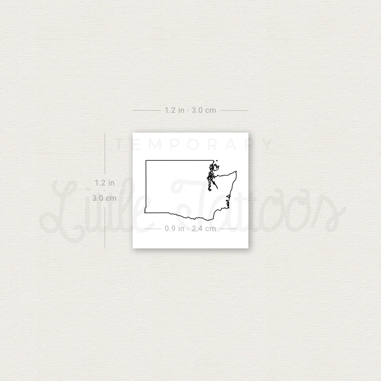 Tatuaje temporal del mapa de Washington (juego de 3)
