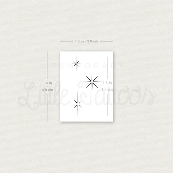 Three Shinning Sparkles Temporary Tattoo - Set of 3