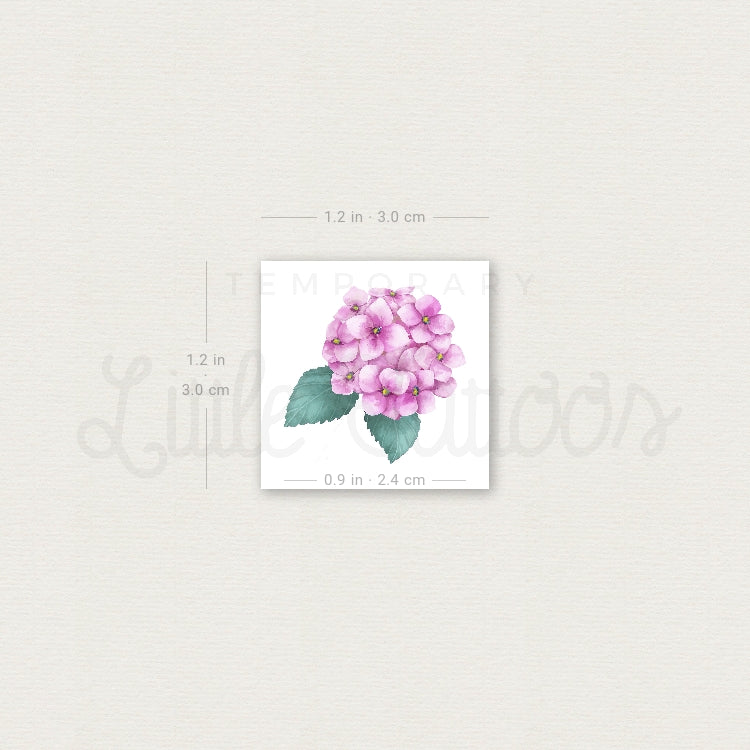 Tatuaje temporal de hortensia rosa (juego de 3)