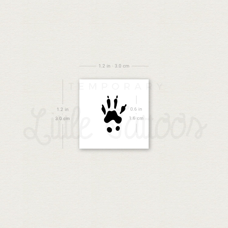 Squirrel Front Paw Print Temporary Tattoo - Set of 3