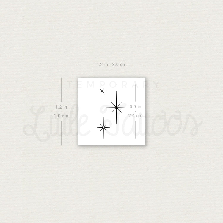 Three Shining Star Sparkles Temporary Tattoo - Set of 3
