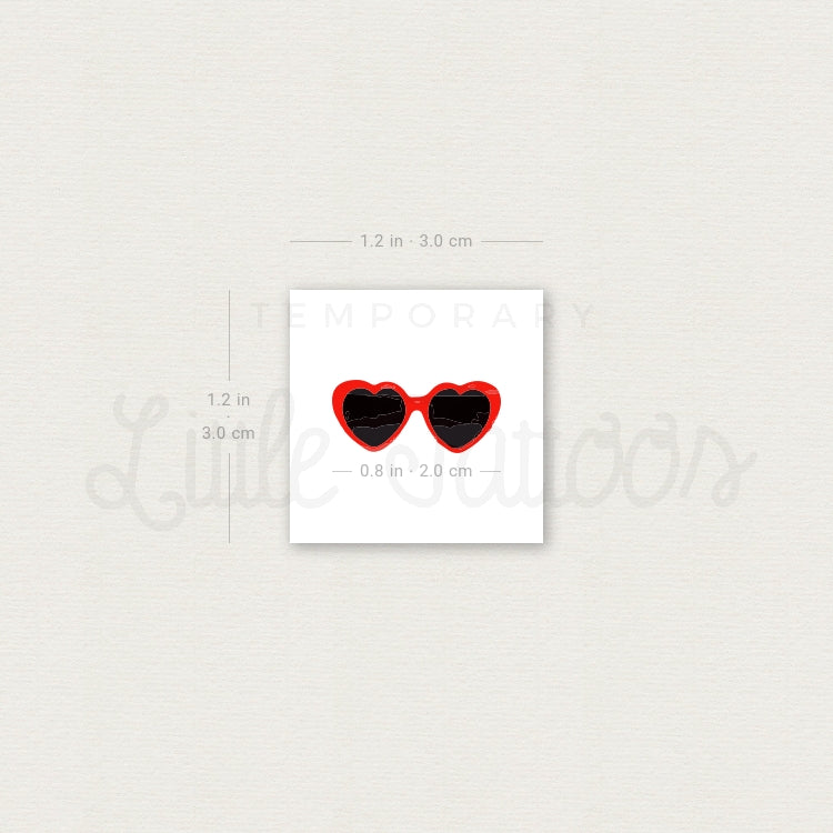 Tatuaje temporal de gafas de corazón de Lolita (juego de 3)