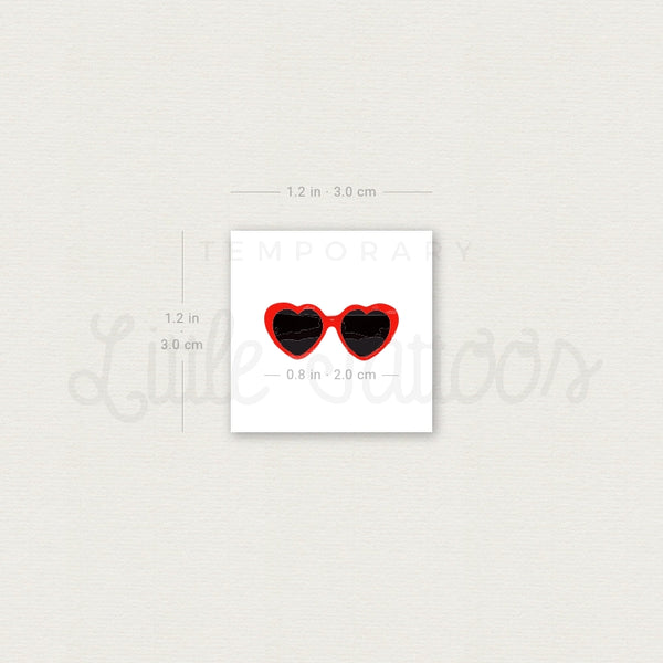 Lolita Heart Glasses Temporary Tattoo - Set of 3