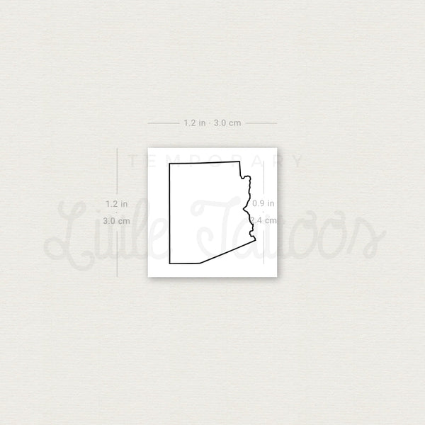 Arizona Map Outline Temporary Tattoo - Set of 3