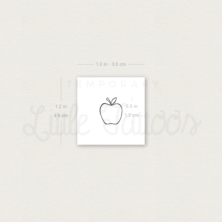 Tiny Minimalist Apple Temporary Tattoo - Set of 3