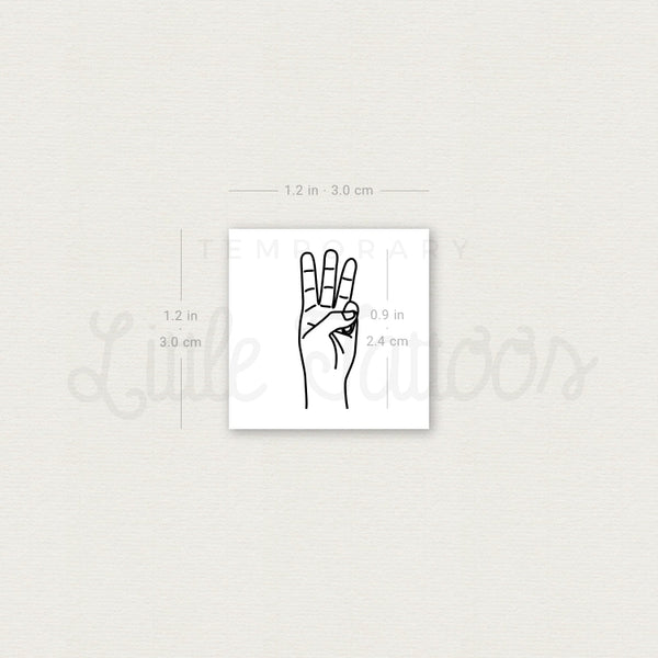 Sign Language W Temporary Tattoo - Set of 3