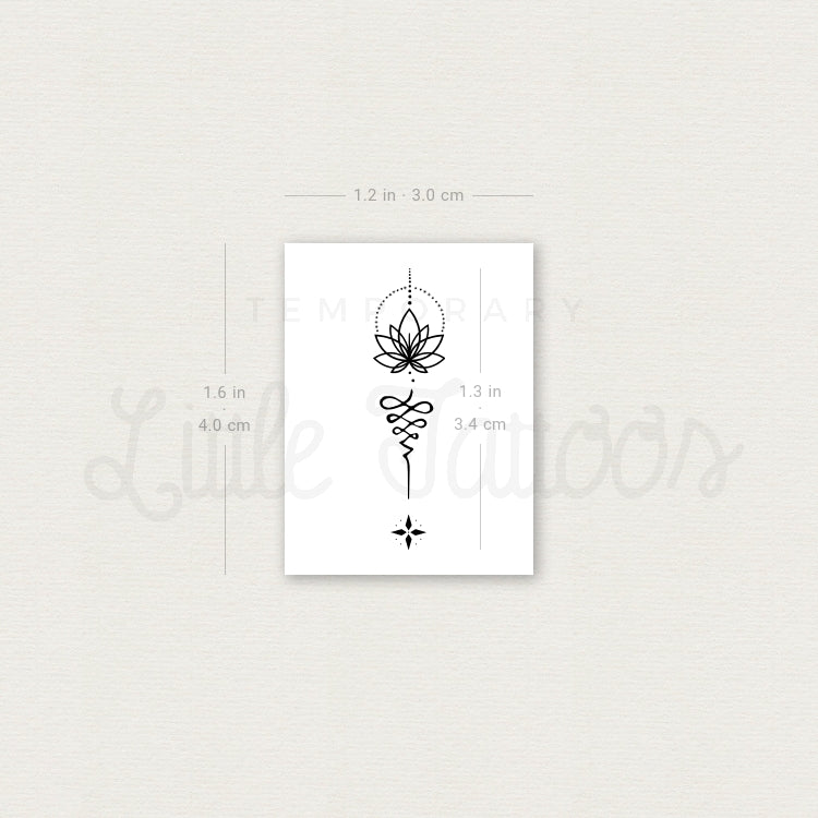 Lotus Unalome Ornament Temporary Tattoo - Set of 3 – Temporary Little ...