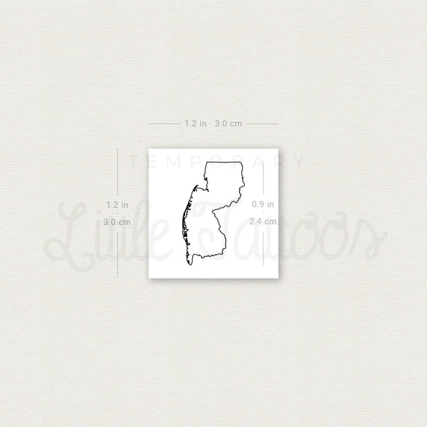 New Jersey Map Outline Temporary Tattoo - Set of 3