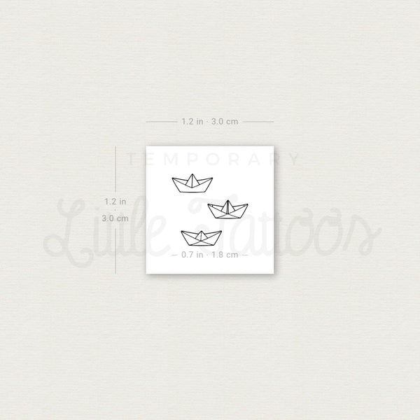 Three Little Paper Boats Temporary Tattoo - Set of 3