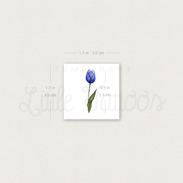 Small Blue Tulip By Lena Fedchenko Temporary Tattoo - Set of 3