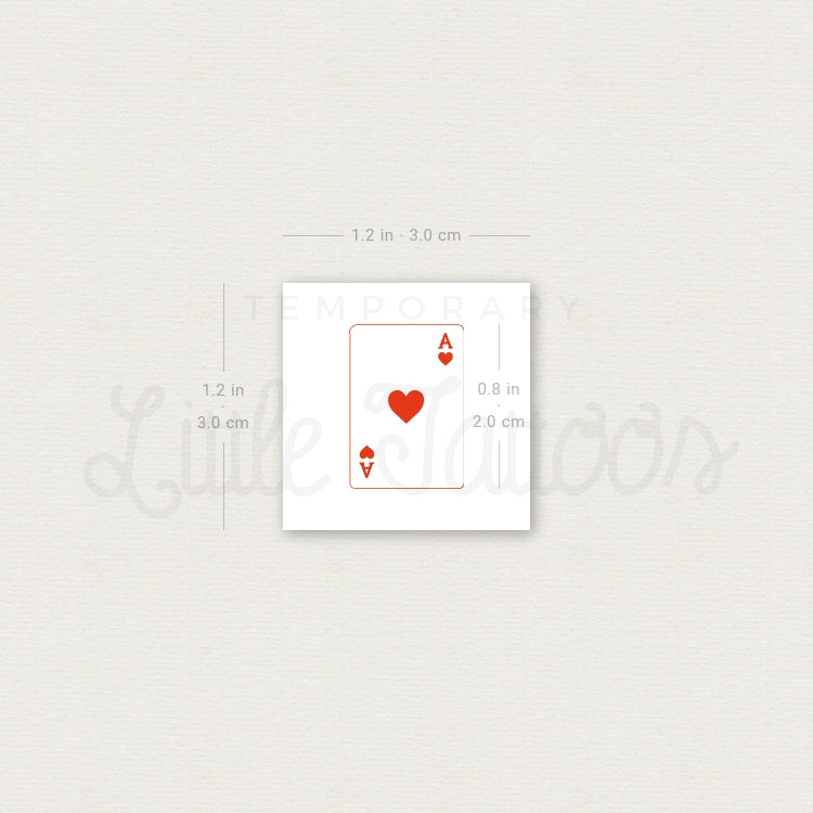 Ace Of Hearts Card Temporary Tattoo - Set of 3