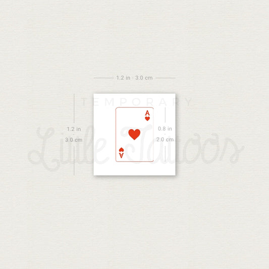 Tatuaje temporal de la carta As de Corazones (juego de 3)