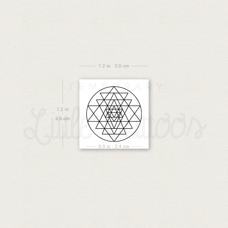 Small Sri Yantra Temporary Tattoo - Set of 3