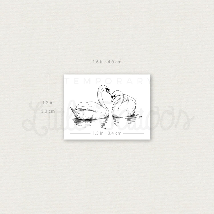 Swan Couple Temporary Tattoo - Set of 3