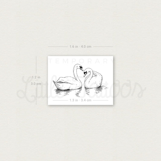 Swan Couple Temporary Tattoo - Set of 3