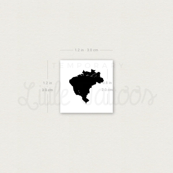 Brazil Map Temporary Tattoo - Set of 3