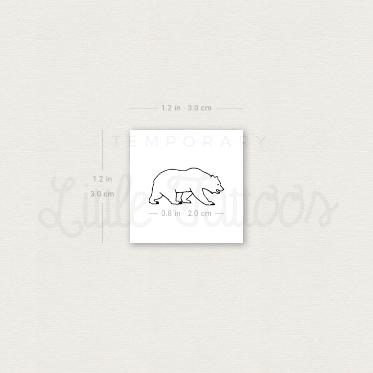 Grizzly Bear Temporary Tattoo - Set of 3