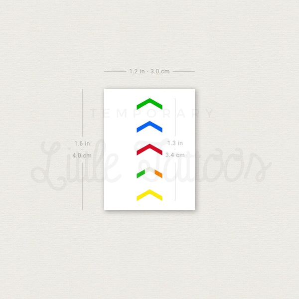 One Direction Mic Color Arrows Temporary Tattoo - Set of 3