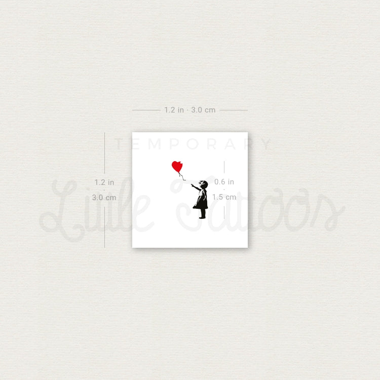 Tiny Balloon Girl Temporary Tattoo - Set of 3